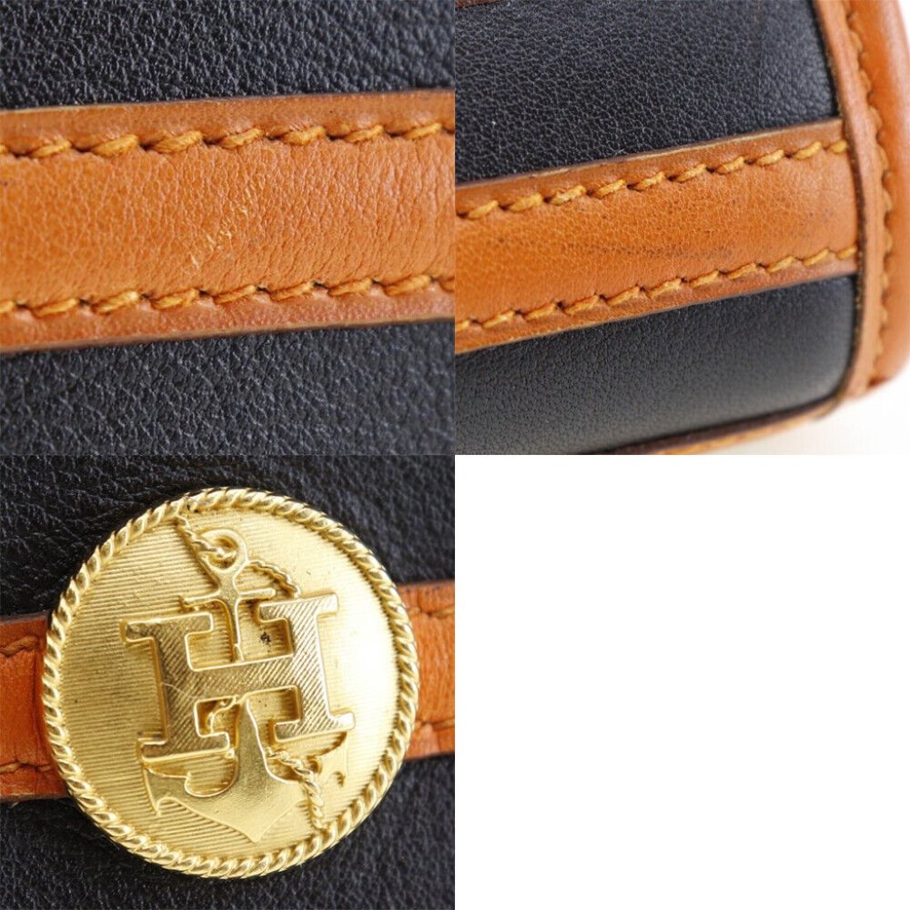 HERMES Shoulder Bag Orange / black leather Women - Picture 9 of 11